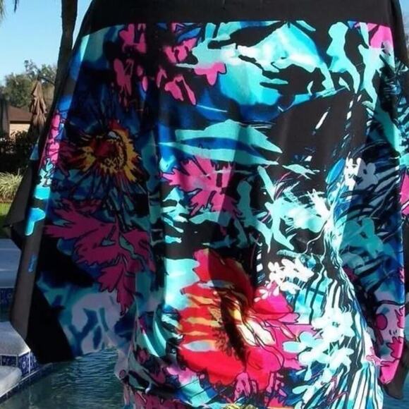 Cache Top New Dolman Sleeve Banded Bottom Stretch Multi Color Tropical $108 NWT - Picture 5 of 11